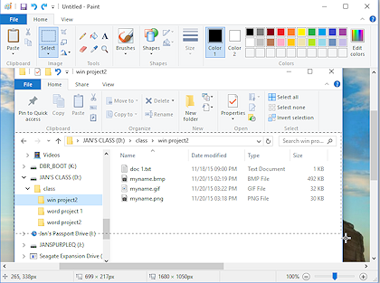 Selecting a portion of an image in Paint (Win10)