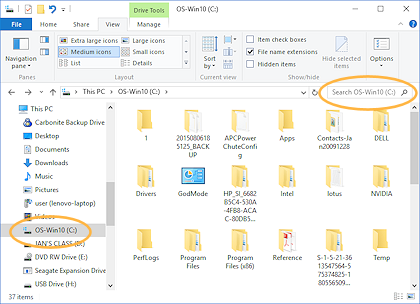 File Explorer with This PC selected (Win10)