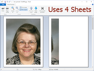 Example: Print error with an image-split between two pages (Win10)
