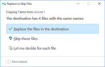 Message: Files already exist (Win10)