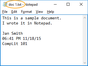 Notepad document