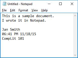 Notepad document (Win10)