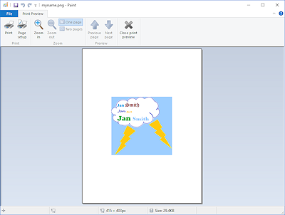 Paint - Print preview of myname.png (Win10)