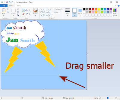 Resize the canvas by dragging the bottom right corner handle (Win10)
