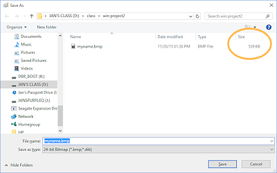 Dialog: Save As - Details (Win10)