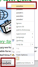 Right Click Menu: Spelling: paradis