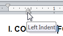 Ruler: Left indention (Word 2010)