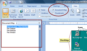 View: Document Map pane (Word 2007)