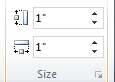 Button: Size = 1 x 1 (Word 2010)
