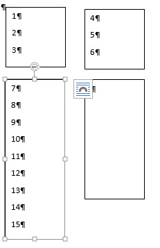 Three text boxes linked and enlarged to show all text.