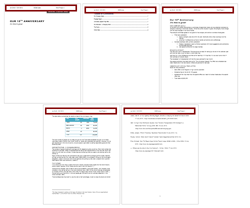Report on 5 pages with header info (Word 2013)
