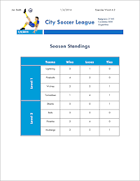 Document - Soccer Standings