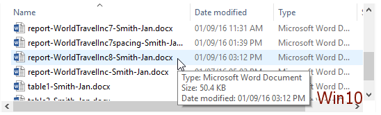 Explorer showing popup of properties (Win10)