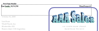 Header is clear of text box