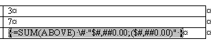 Cell showing formula