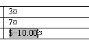 Cell showing value