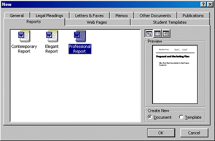 Dialog - New - Professional Report