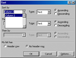 Dialog- Sort