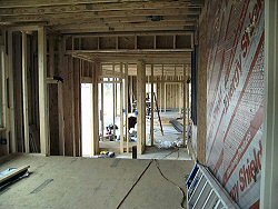 View of entry and garage framing from sunroom