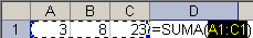 AutoSum adds values of cells in row to the left.