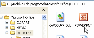 La ventana de Explorar window con Powerpnt.exe