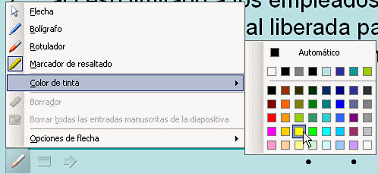 Onscreen Pointer Menu: Ink Color - palette = Yellow (2003)