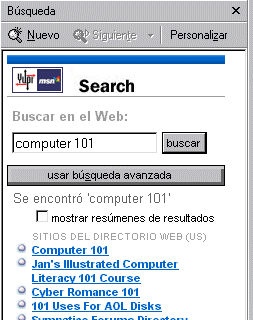 Search pane in IE5