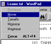 Menú de control