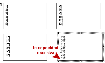 4 cuadros de textos con texto excesivo
