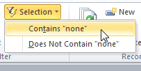 Button: Selection - Contains 'none'