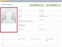 Form View: Contacts - record for Martinez with default image (Access 2010)