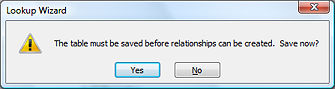 Message: Table must be saved before relationship can be created (Access 2007)