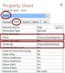 AutoForm for a table that was sorted and filtered (Access 2013)