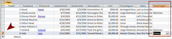Record still dirty after picking travel agent from Lookup list (Access 2007)
