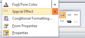 Right Click Menu: Special Effects - palette (Access 2010)