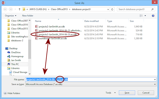 Dialog: Save As  - Projects2