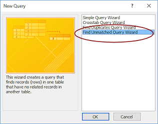 Query Wizard - Step 1 - Find Unmatched