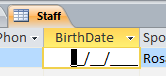 Table Datasheet: Birthdate - inpout mask