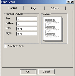 Dialog: Page Setup