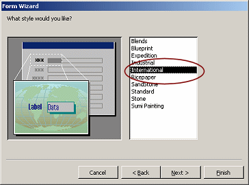 Form Wizard - Step 3 Pick a style