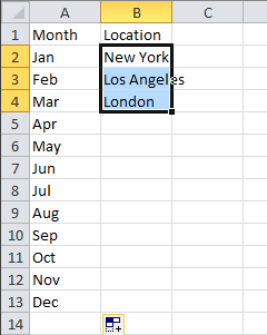 animation of AutoFill filling in a series