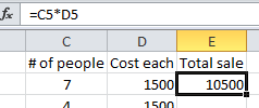 Value of formula shows in cell E5
