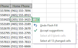 FlashFill Options- opened (Excel 2013)