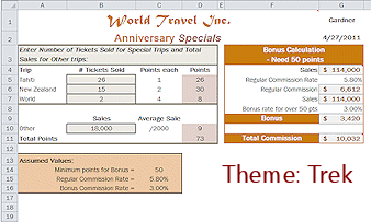 Bonus sheet with Trek theme