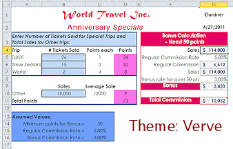 Bonus sheet with Verve theme