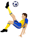 Man kicking soccer ball