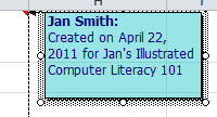 Comment in G1 formatted with sky blue fill and dark blue text.