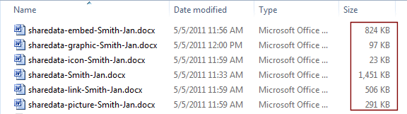 Windows Explorer: all versions of sharedata