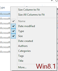 Right Click Menu: Details in Explorer window (Win8.1)