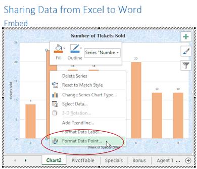 Right Click Menu: Format Data Point (Excel 2013)